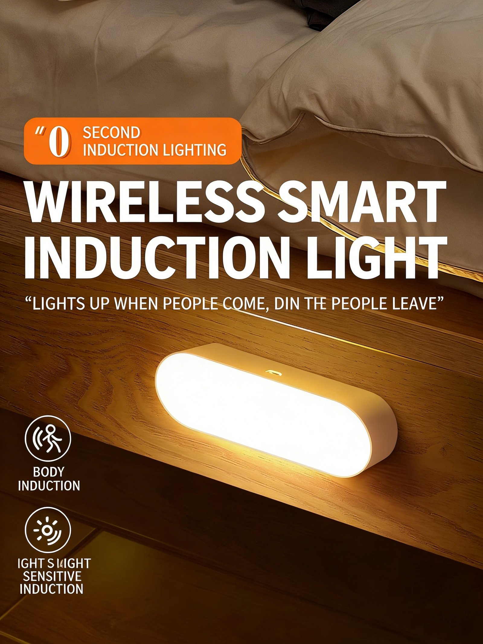 LED Motion Sensor Night Light, Rechargeable Magnetic Night Lamp for Bedroom, Hallway, Stairs, Dorm, Auto On/Off